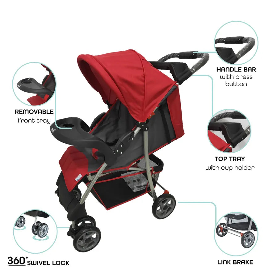 Moon Bezik - One Fold Stroller (Fire Red)