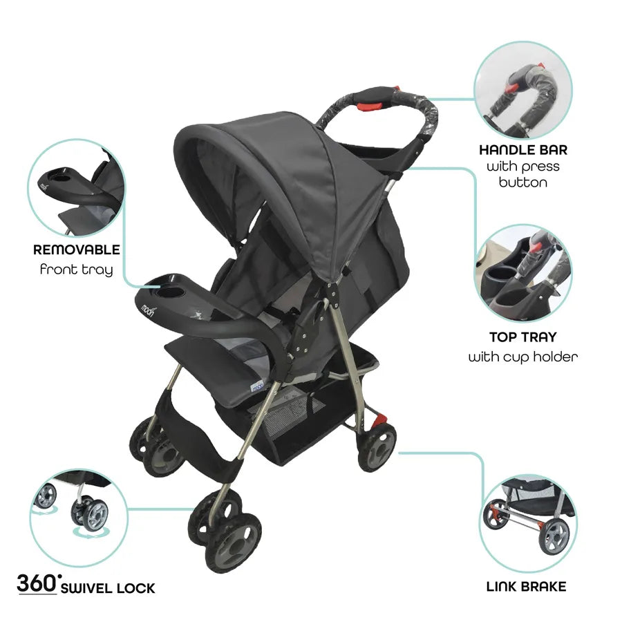 Moon Bezik One Fold Stroller (Grey) Moon Bezik One Fold Stroller (Grey)