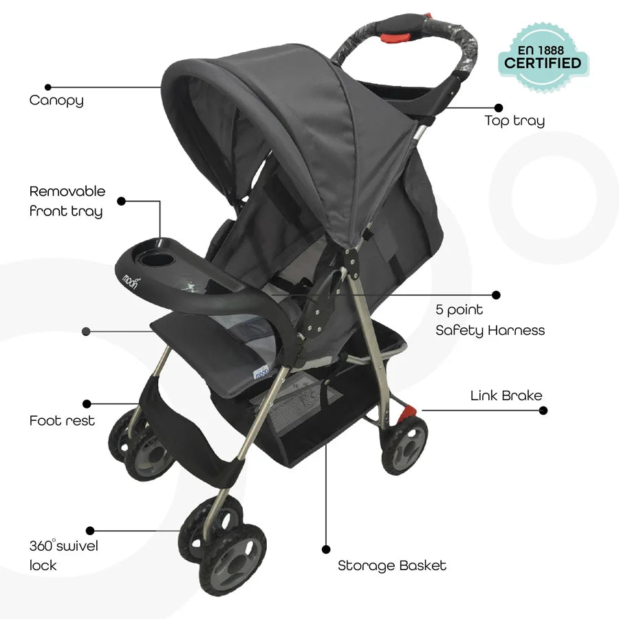 Moon Bezik One Fold Stroller (Grey) Moon Bezik One Fold Stroller (Grey)