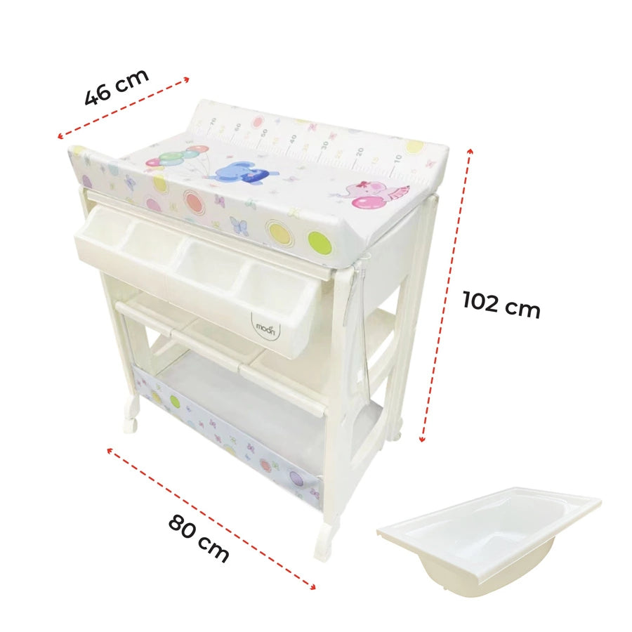 Moon Changing Table - Baby Elephants with Balloons (82 x 52 x 102 cm)