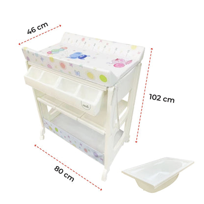 Moon Changing Table - Baby Elephants with Balloons (82 x 52 x 102 cm)