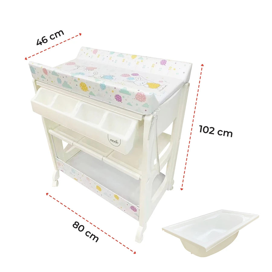 Moon Changing Table - Flying Rabbits (82 x 52 x 102 cm)