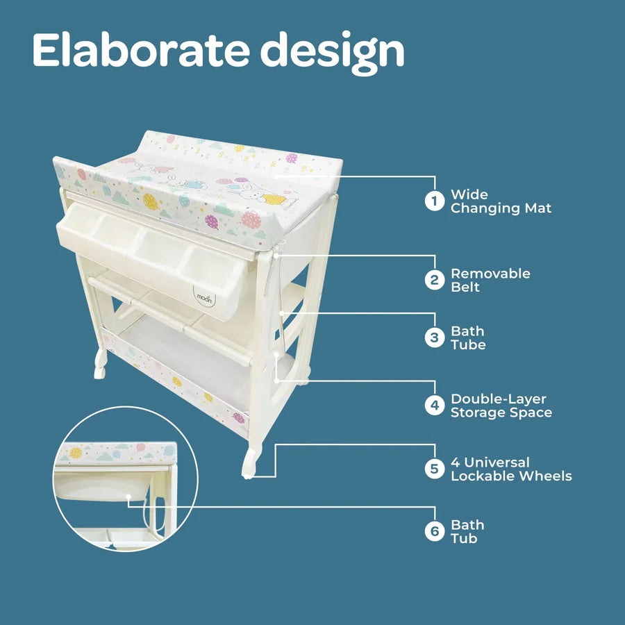 Moon Changing Table - Flying Rabbits (82 x 52 x 102 cm)