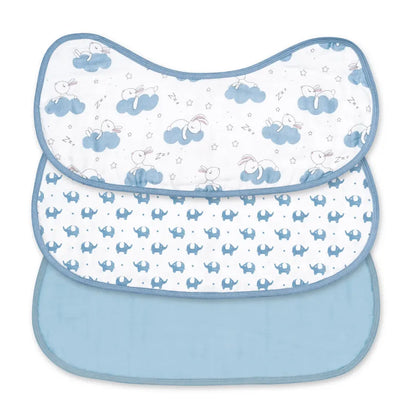 Moon Organic Burpy Cloth (8 Layer) Bunny, Elephant & Blue
