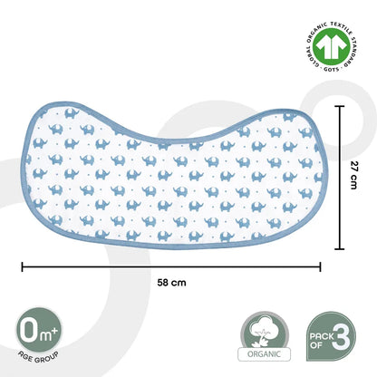 Moon Organic Burpy Cloth (8 Layer) Bunny, Elephant & Blue