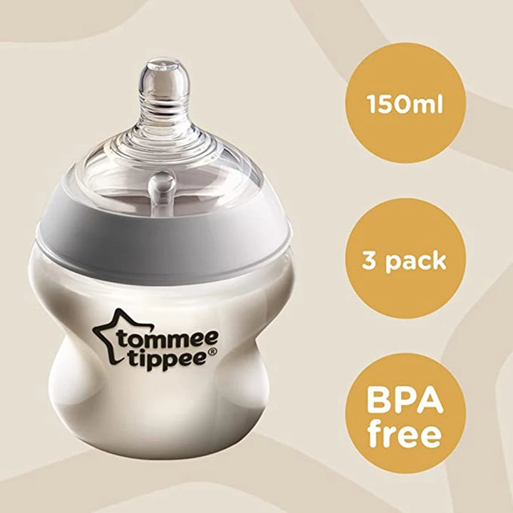 Tommee Tippee Closer To Nature Baby Bottle, 150ml, PP (Pack of 3)