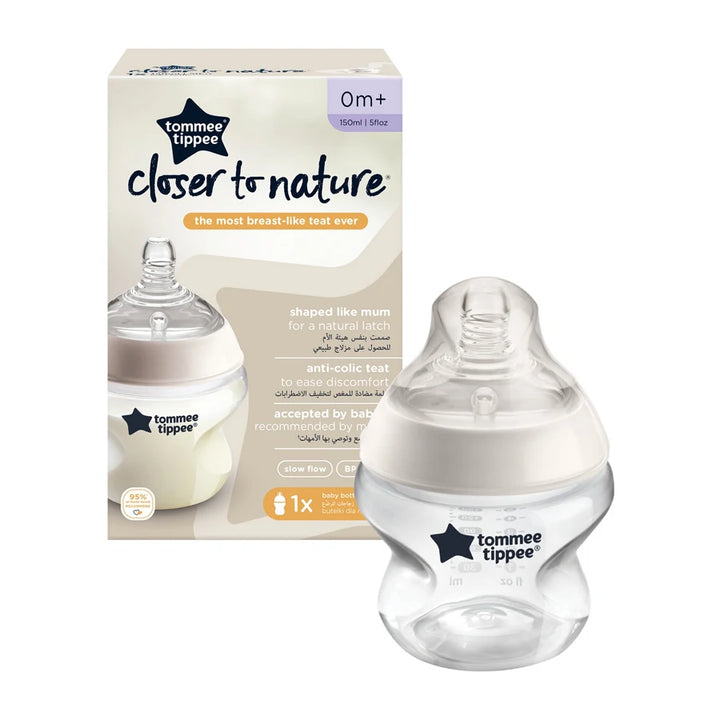 Tommee Tippee Closer to Nature Feeding Bottle, 150ml x 1 (Clear)