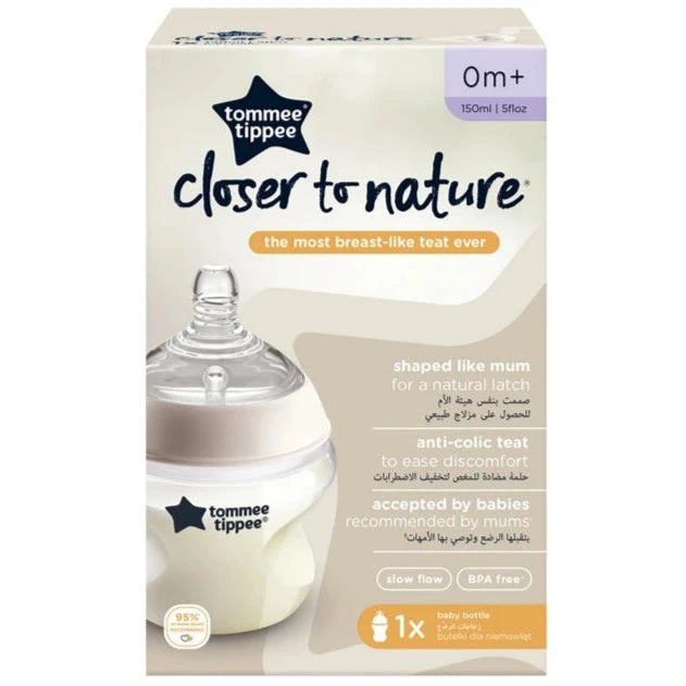 Tommee Tippee Closer to Nature Feeding Bottle, 150ml x 1 (Clear)