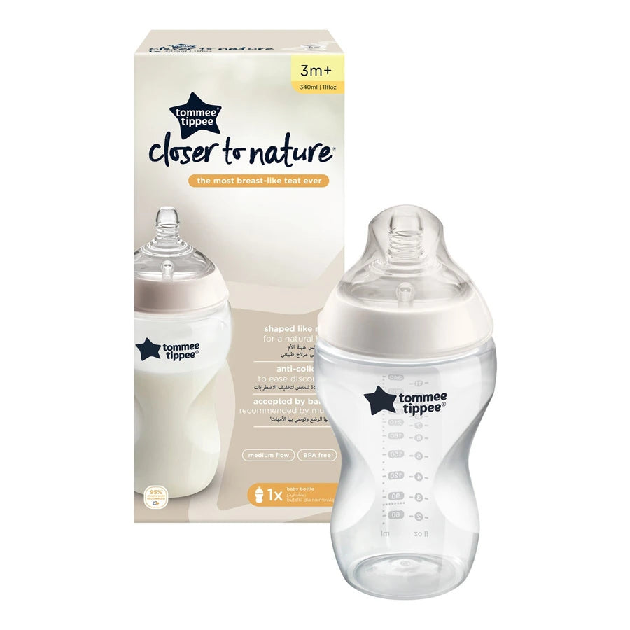 Tommee Tippee Closer to Nature Feeding Bottle, 340ml x 1 (Clear)