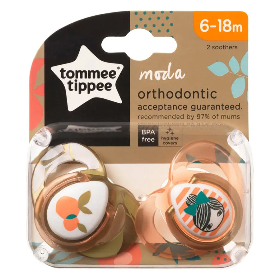 Tommee Tippee MODA Soother, (6-18 months), Pack of 2 - Girl