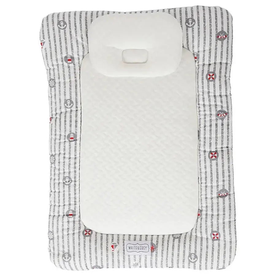 White & Grey Baby Mattress W/ Bamboo Paddings -Anchor White & Grey Baby Mattress W/ Bamboo Paddings -Anchor