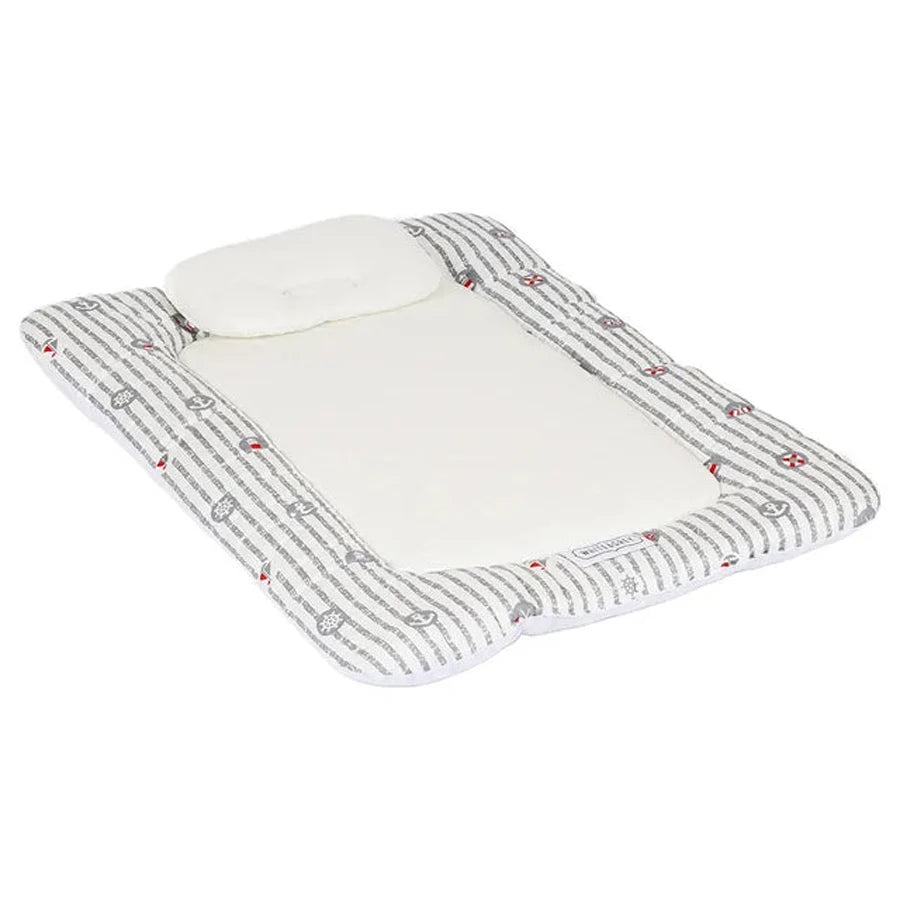 White & Grey Baby Mattress W/ Bamboo Paddings -Anchor