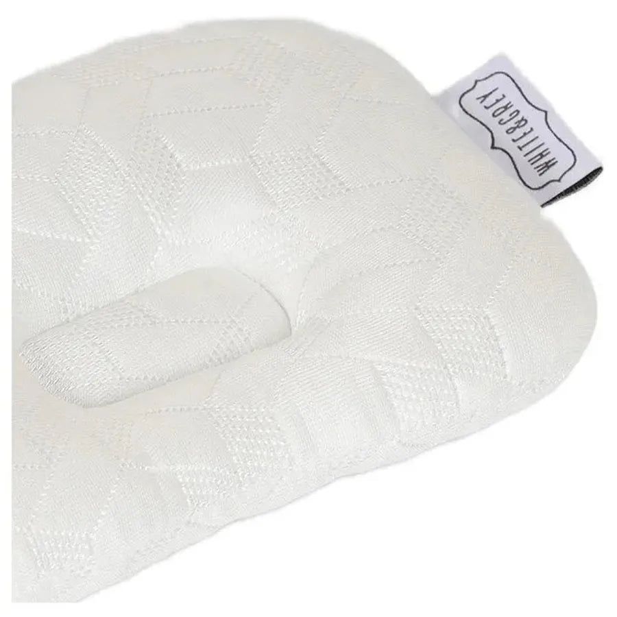 White & Grey- Bamboo Cushioned Baby Pillow - Heart Pattern