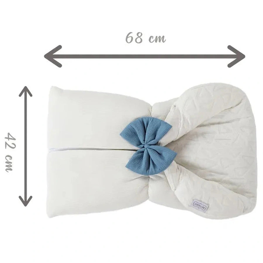 White & Grey Sleeping Bag - White W/Bow (Blue)