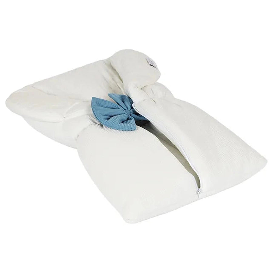 White & Grey Sleeping Bag - White W/Bow (Blue)