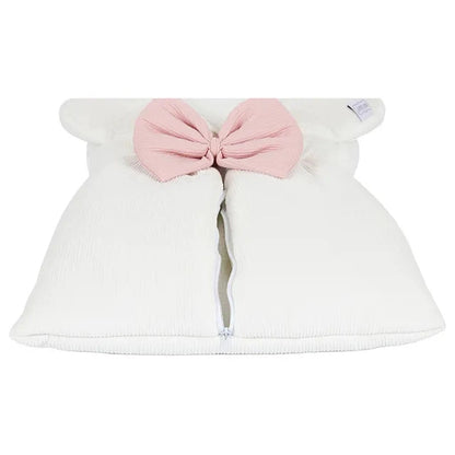 White & Grey Sleeping Bag - White W/Bow (Peach)