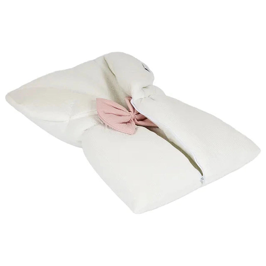 White & Grey Sleeping Bag - White W/Bow (Peach)