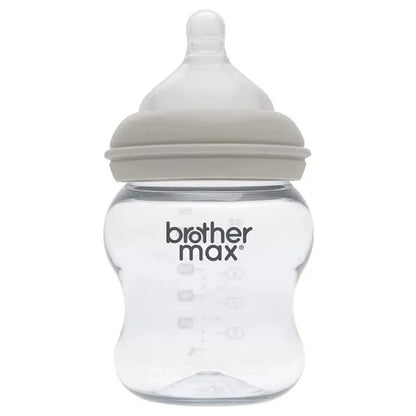 Brother Max Extra Wide Neck Glass Feeding Bottle 240ml/8oz + M Teat (Grey)
