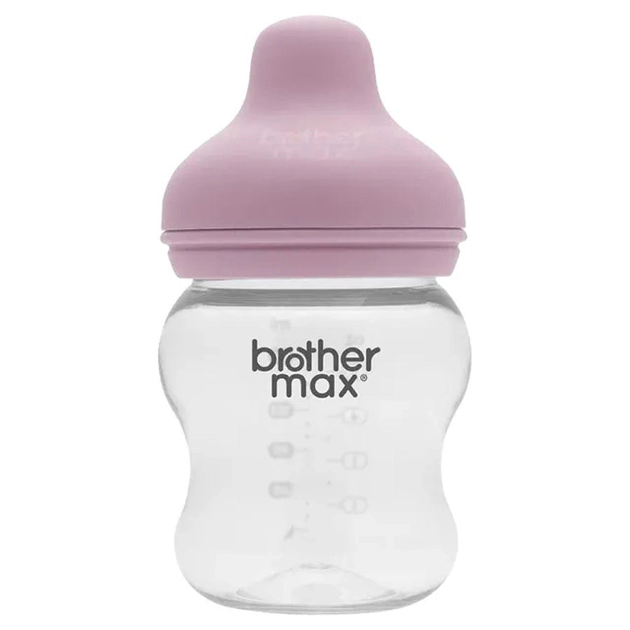 <tc>بروذر ماكس - زجاجة رضاعة زجاجية لحديثي الولادة 100 مل + حلمة SS (وردي)</tc>