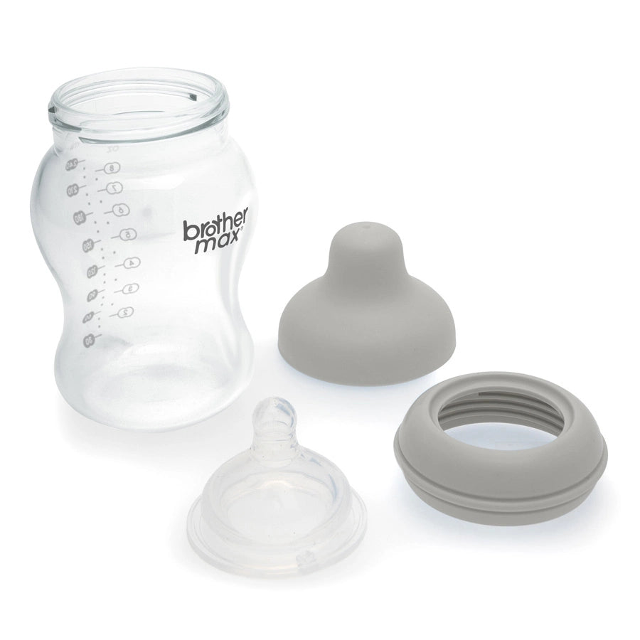 Brother Max PP Extra Wide Neck Feeding Bottle 240ml/8oz + M Teat (Grey)