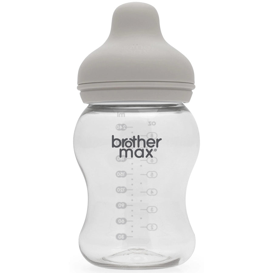 Brother Max PP Extra Wide Neck Feeding Bottle 240ml/8oz + M Teat (Grey)