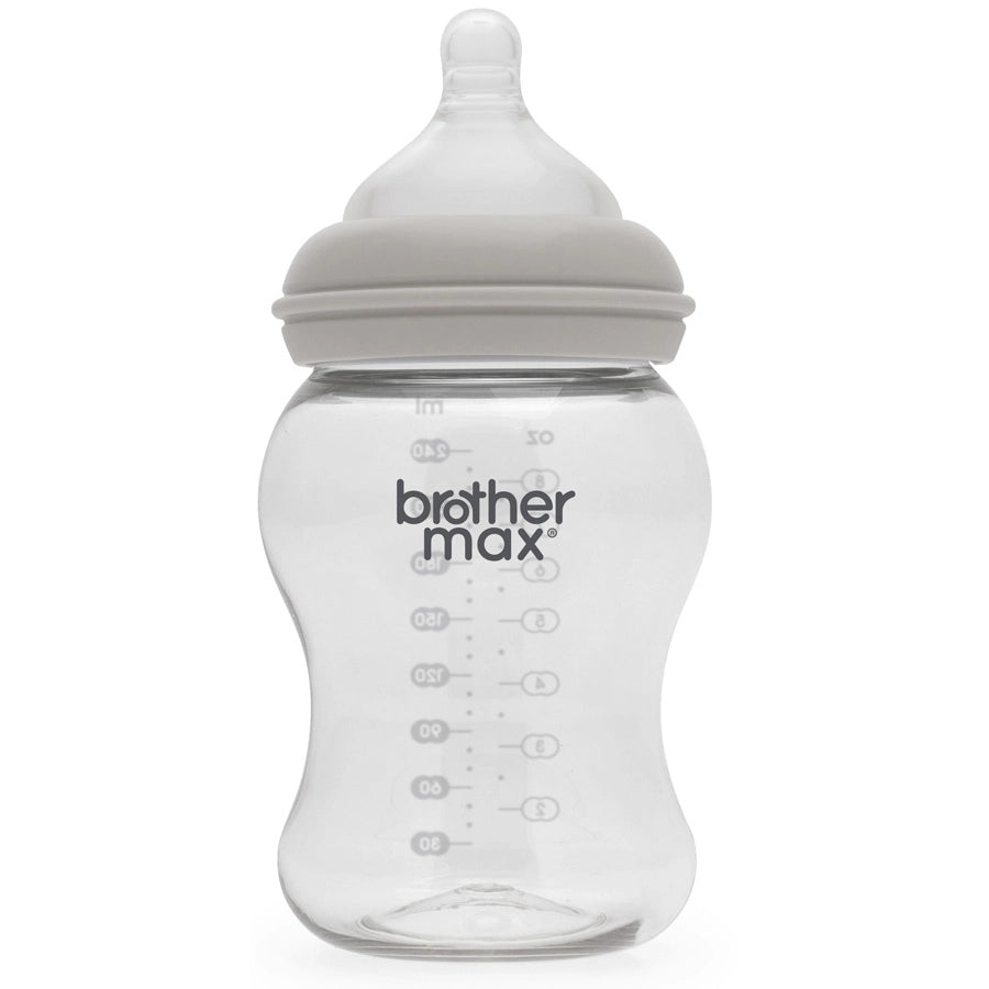 Brother Max - PP Extra Wide Neck Feeding Bottle 240ml/8oz + M Teat (Grey)
