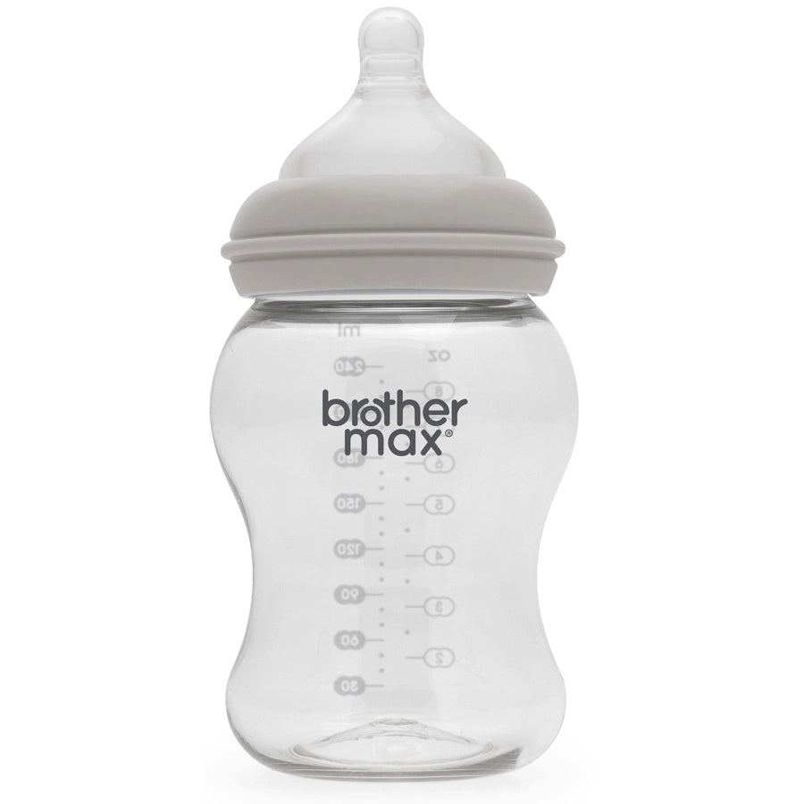 Brother Max PP Extra Wide Neck Feeding Bottle 240ml/8oz + M Teat (Grey)
