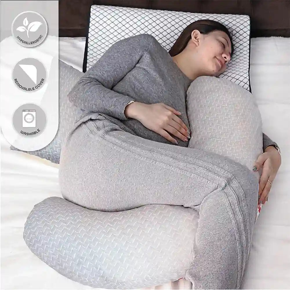 Moon Bamboo Multi-Position Pregnancy Pillow (Grey)