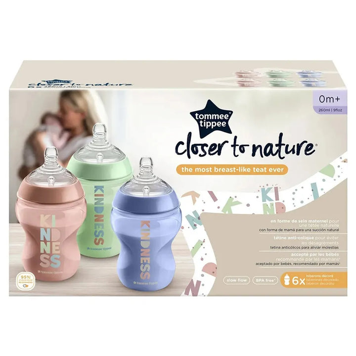 Tommee Tippee Closer To Nature Bottles 260ml - Be Kind (Pack of 6)