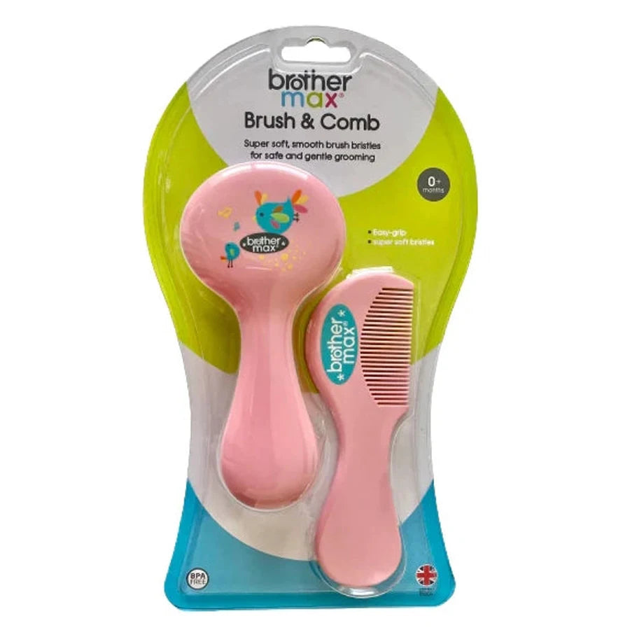 Brother Max - Super Soft,Smooth Brush Bristles & Comb (Pink) Brother Max - Super Soft,Smooth Brush Bristles & Comb (Pink)