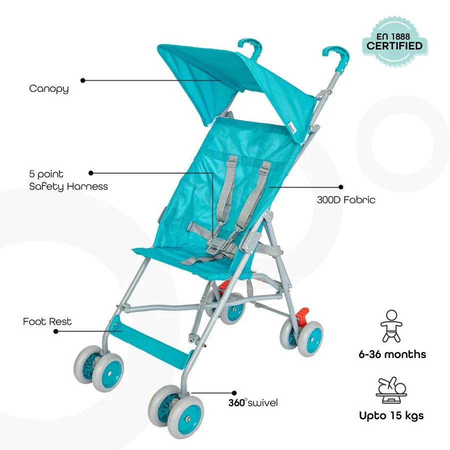 Moon - Jet-Light Weight/Compact Fold Buggy Stroller (Light Blue)