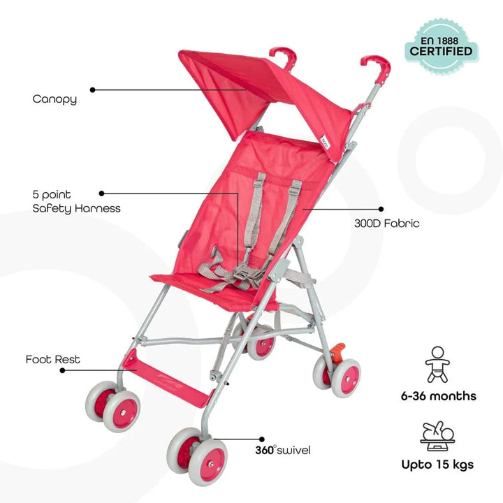 Moon - Jet-Light Weight/Compact Fold Buggy Stroller (Red)