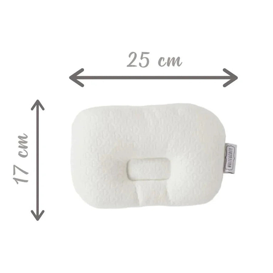 White & Grey - Bamboo Cushioned Baby Pillow - Heart