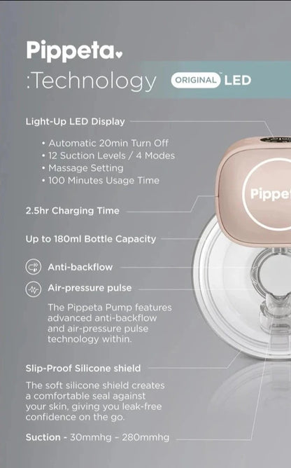 Pippeta LED Wearable Hands Free Breast Pump (Ash Rose) (Single)
