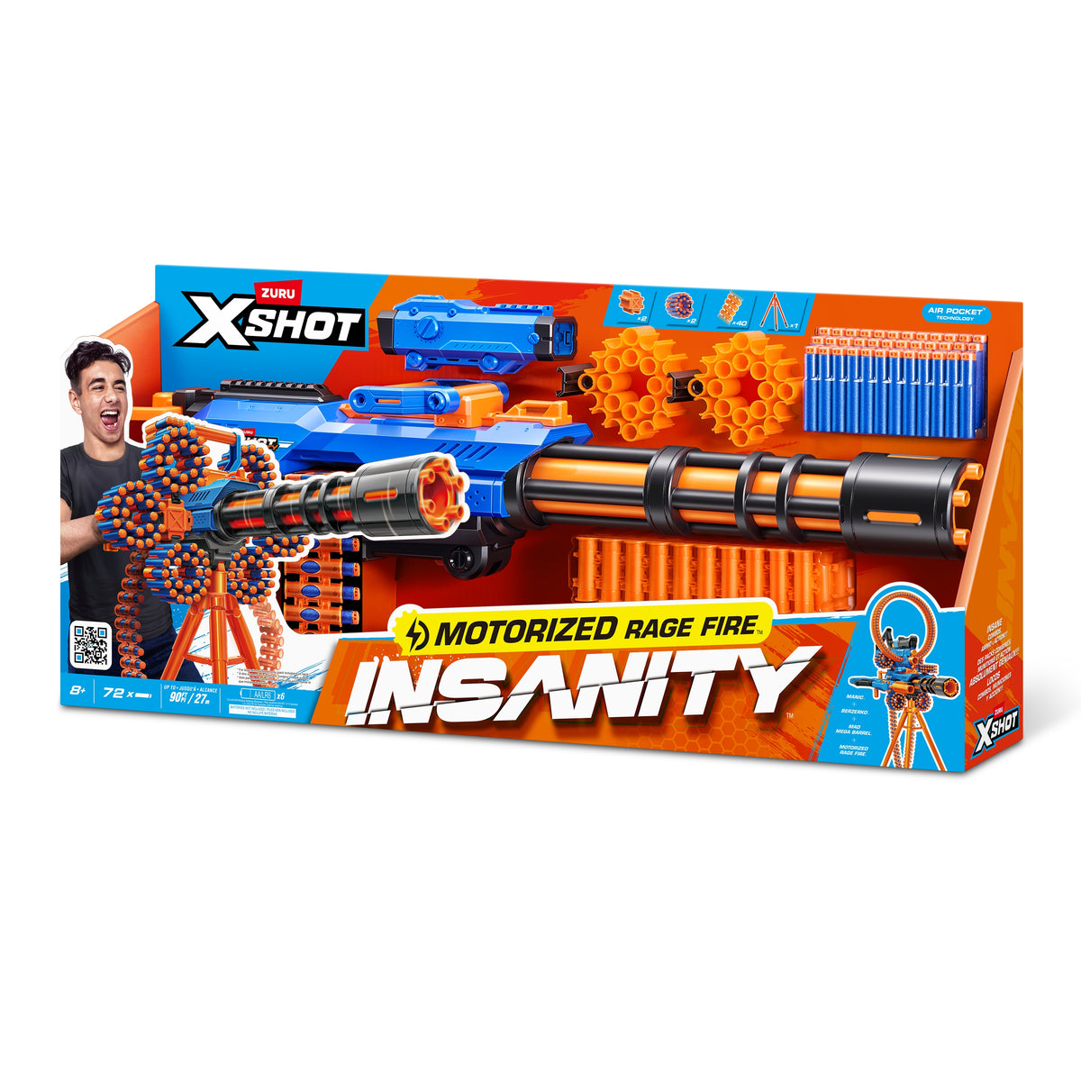 ZURU X-Shot Insanity Motorized Rage Fire S1 Dart Blaster (4 Pcs)
