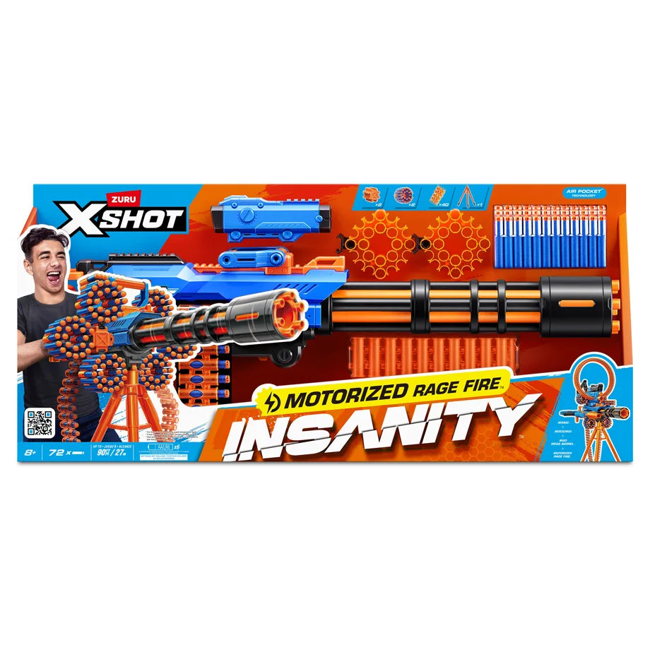ZURU X-Shot Insanity Motorized Rage Fire S1 Dart Blaster (4 Pcs)