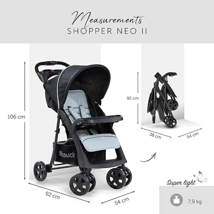 Hauck - Lightweight Stroller Shopper Neo II - Caviar/Silver
