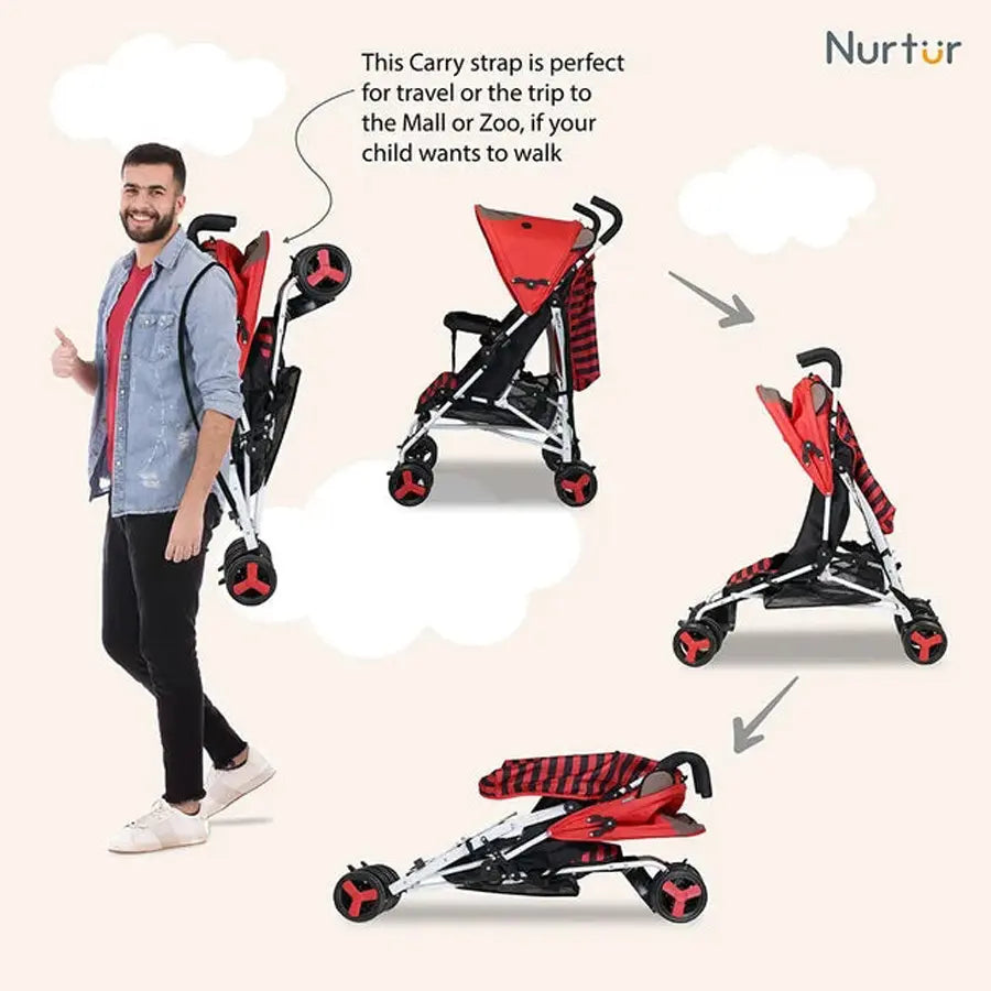 عربة أطفال خفيفة الوزن من Nurtur Luca Bear (أحمر) عربة أطفال خفيفة الوزن من Nurtur Luca Bear (أحمر)
