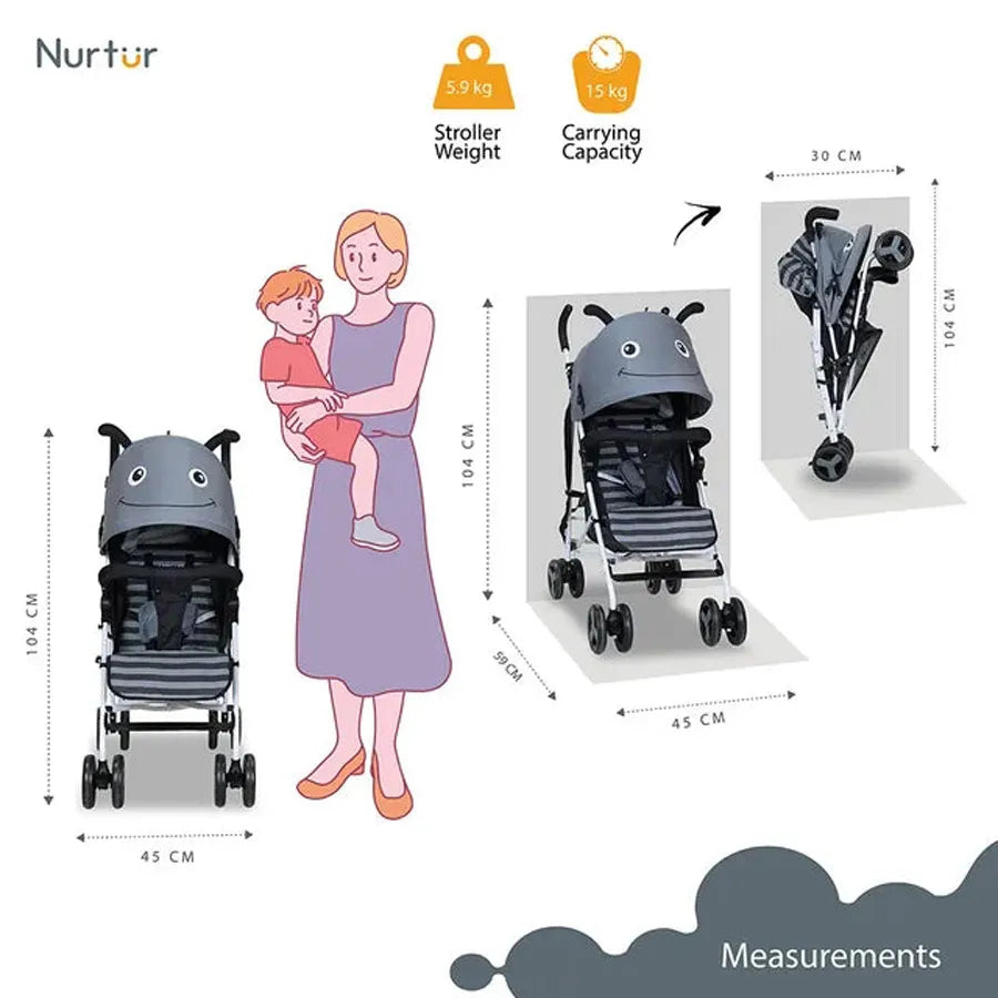 عربة أطفال خفيفة الوزن Nurtur Luca Bee (رمادية) عربة أطفال خفيفة الوزن Nurtur Luca Bee (رمادية)