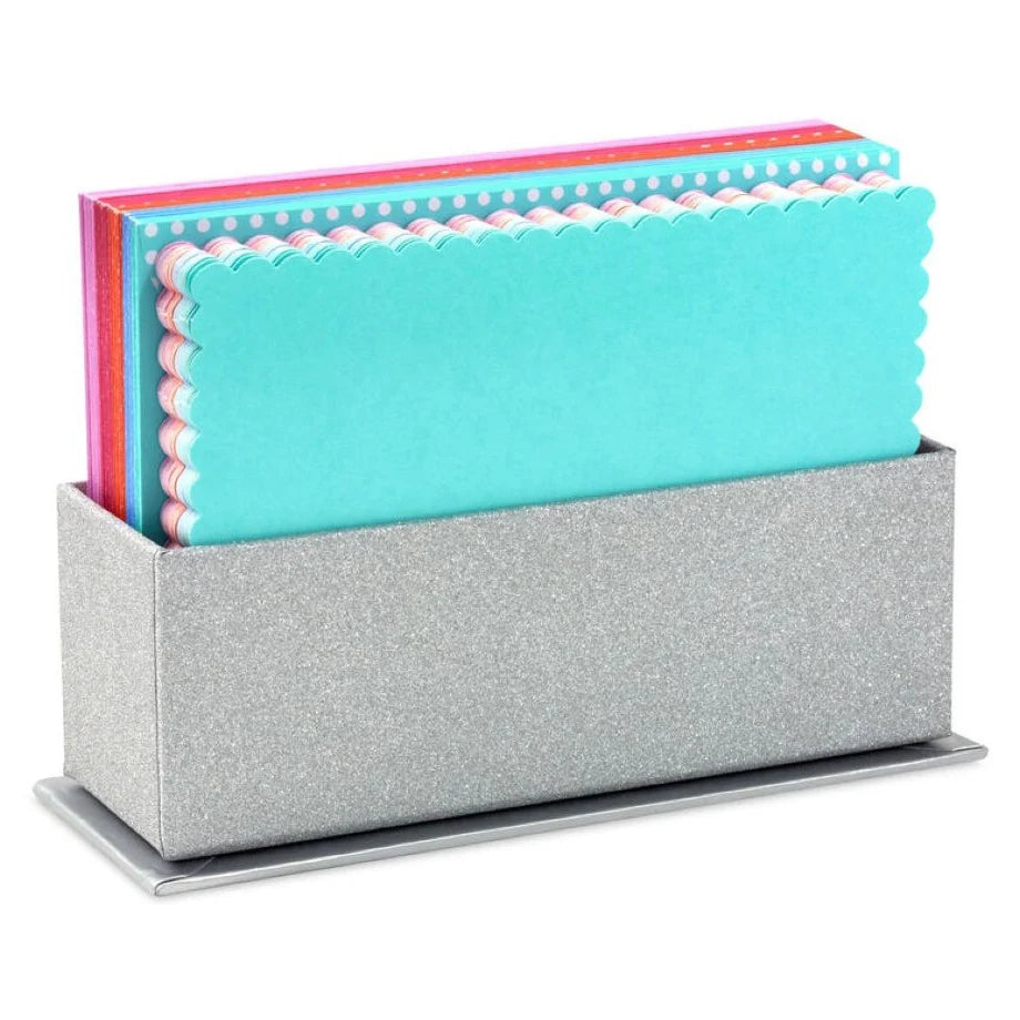 Hallmark Scalloped Edge Assorted Blank Flat Note Cards in Caddy (Pack of 40)