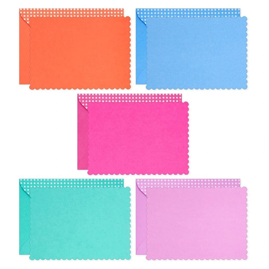 Hallmark Scalloped Edge Assorted Blank Flat Note Cards in Caddy (Pack of 40)