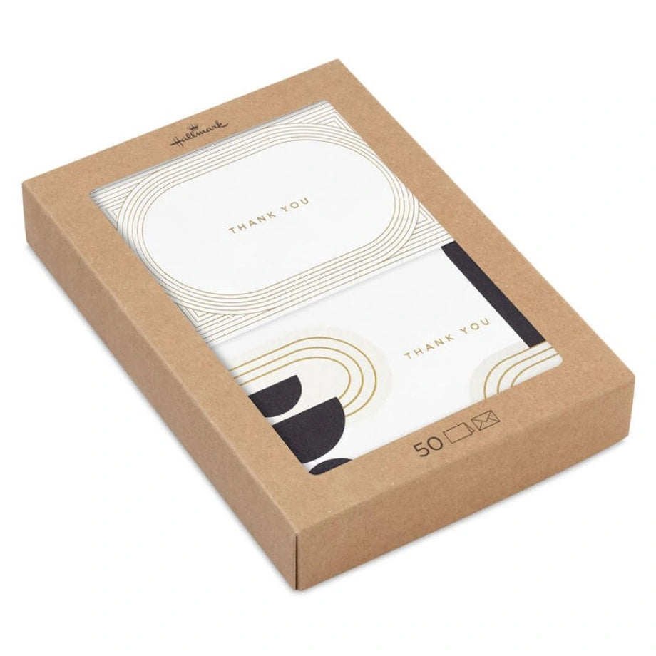 Hallmark Gold and Black Mod Ovals Assorted Thank-You Notes(Pack of 50)