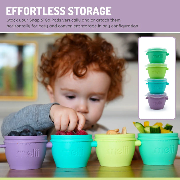Melii Silicone Snap & Go Pads Food Storage Container 4 Oz (4 Pcs)