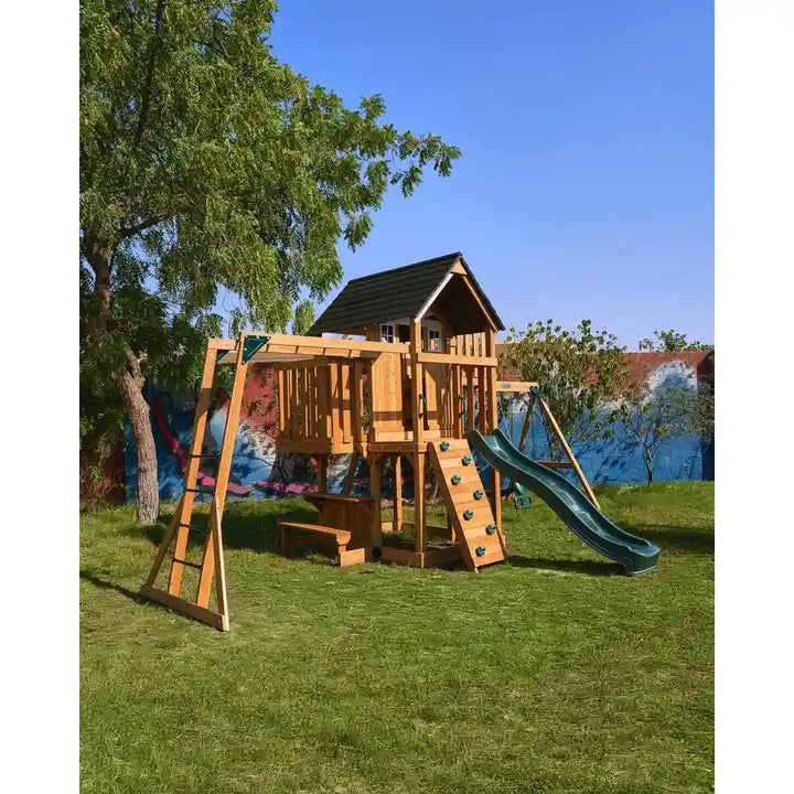 Dynamic Sports Arabian Leopard Wooden Swing Set