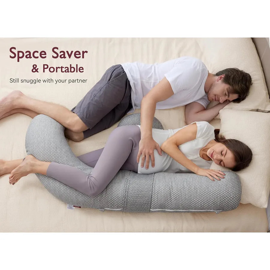 Momcozy F Shape Pregenent Pillow with Air Layer Cover