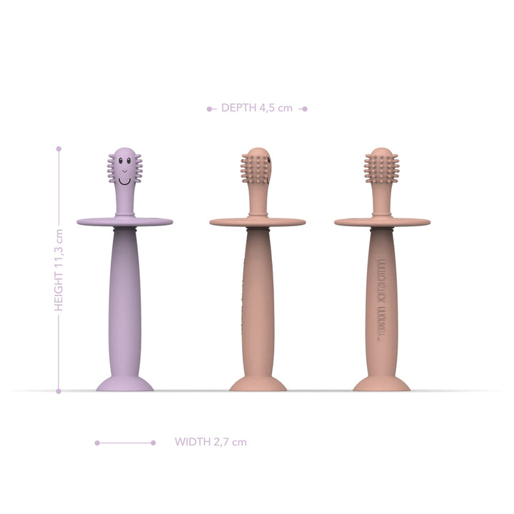 Matchstick Monkey Training Toothbrush With Stopper (Dusty Pink and Lilac)