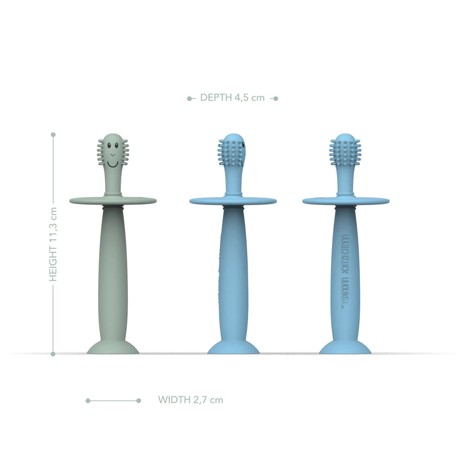 Matchstick Monkey Training Toothbrush With Stopper (Mint Green and Light Blue) Matchstick Monkey Training Toothbrush With Stopper (Mint Green and Light Blue)