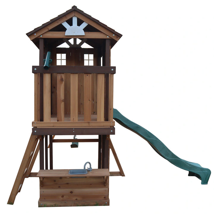 Mountpeak Elbrus Swing Set & Playhouse With Wooden Roof