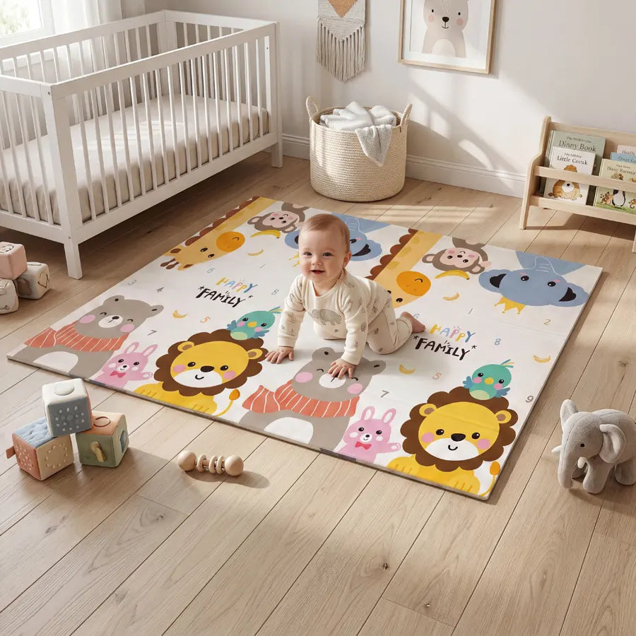 Snuggle Baby Reversible Folding Playmat Animal Family