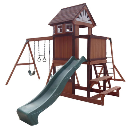 Mountpeak Vinson Massif Swing Set & Playhouse With Wooden Roof